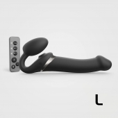 Черный безремневой страпон Multi Orgasm Size L с клиторальной стимуляцией - Strap-on-me - купить с доставкой в Ельце