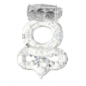 Прозрачное эрекционное кольцо с вибратором  и подхватом - Toyfa Basic - в Ельце купить с доставкой