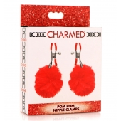 Красные зажимы на соски с помпонами Pom Pom - XR Brands - купить с доставкой в Ельце