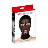 Черная сетчатая маска на голову с отверстиями для глаз и рта - Fetish Tentation - купить с доставкой в Ельце