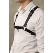 Черная мужская кожаная портупея №4 - БДСМ Арсенал - купить с доставкой в Ельце