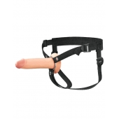 Телесный полый страпон на черных ремнях Hollow Silicone Strap-on - 17,8 см. - Pipedream - купить с доставкой в Ельце