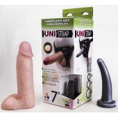 Страпон-унисекс с двумя насадками UNI strap 7  Harness - 19 и 16 см. - LOVETOY (А-Полимер) - купить с доставкой в Ельце