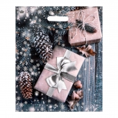 Новогодний пакет с принтом в виде подарков и вырубной ручкой (45х38 см) - Сима-Ленд - купить с доставкой в Ельце