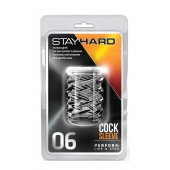 Прозрачная насадка с объёмными чёрточками STAY HARD COCK SLEEVE 06 CLEAR - Blush Novelties - в Ельце купить с доставкой