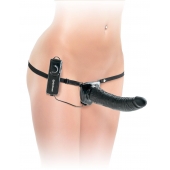 Черный страпон с вагинальной пробкой Deluxe Vibrating Penetrix Strap-On - 19 см. - Pipedream - купить с доставкой в Ельце