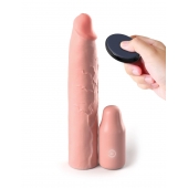 Телесная вибронасадка на член 3  Vibrating Mega X-tension with Remote - 22,9 см. - Pipedream - в Ельце купить с доставкой
