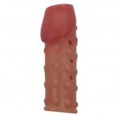Телесная открытая насадка на пенис с бугорками - 19,8 см. - Baile - в Ельце купить с доставкой