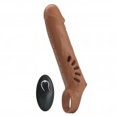 Коричневая вибронасадка с подхватом мошонки и пультом ДУ - Baile - в Ельце купить с доставкой