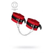 Красно-черные мягкие оковы с одним ремешком и люверсами - Pecado - купить с доставкой в Ельце