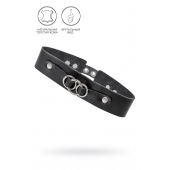 Черный чокер-ошейник со связанными кольцами на подложке - Pecado - купить с доставкой в Ельце