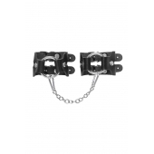 Черные кожаные наручники-браслеты из двух ремешков - Pecado - купить с доставкой в Ельце