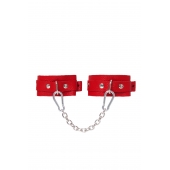 Красные кожаные узкие оковы со скруглёнными углами - Pecado - купить с доставкой в Ельце