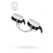 Бело-черные мягкие оковы с одним ремешком и люверсами - Pecado - купить с доставкой в Ельце