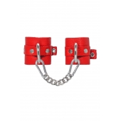 Красные мягкие кожаные наручники с люверсами - Pecado - купить с доставкой в Ельце