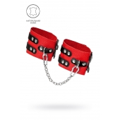 Красно-черные мягкие оковы с двумя ремешками с люверсами - Pecado - купить с доставкой в Ельце