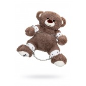 Бондажный набор: бурый мишка с белыми оковами и наручниками - Pecado - купить с доставкой в Ельце