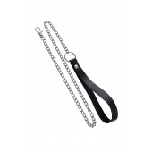 Поводок с ручкой из черной натуральной кожи и карабином для ошейника - Pecado - купить с доставкой в Ельце