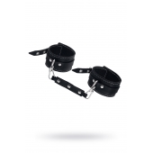 Черные двухслойные кожаные оковы с белой строчкой - Pecado - купить с доставкой в Ельце