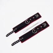 Черно-красные оковы с красной строчкой Sex - Crazy Handmade - купить с доставкой в Ельце