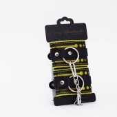 Черно-желтые кожаные наручники с жёлтой строчкой - Crazy Handmade - купить с доставкой в Ельце