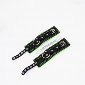 Черно-зеленые кожаные наручники с зеленой строчкой - Crazy Handmade - купить с доставкой в Ельце
