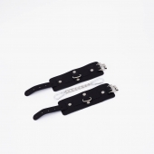 Черные кожаные наручники с хромированной фурнитурой - Crazy Handmade - купить с доставкой в Ельце