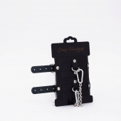 Черные кожаные оковы с хромированной фурнитурой - Crazy Handmade - купить с доставкой в Ельце