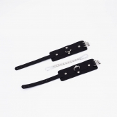 Черные кожаные оковы с хромированной фурнитурой - Crazy Handmade - купить с доставкой в Ельце