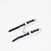 Бело-красные кожаные наручники - Crazy Handmade - купить с доставкой в Ельце