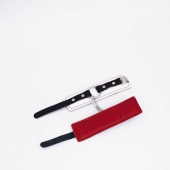 Бело-красные кожаные наручники - Crazy Handmade - купить с доставкой в Ельце