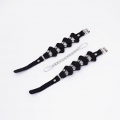 Черные кожаные оковы из звеньев - Crazy Handmade - купить с доставкой в Ельце