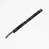 Черный кожаный ошейник с золотистой фурнитурой - Crazy Handmade - купить с доставкой в Ельце