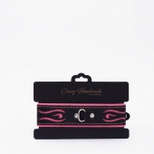 Черно-розовый кожаный ошейник с розовой строчкой - Crazy Handmade - купить с доставкой в Ельце