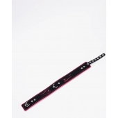 Черно-розовый кожаный ошейник с розовой строчкой - Crazy Handmade - купить с доставкой в Ельце