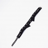 Черный однослойный кожаный ошейник с имитацией воротничка - Crazy Handmade - купить с доставкой в Ельце