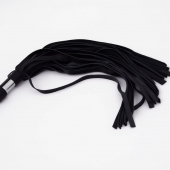 Черный кожаный флоггер со стальной ручкой - 45 см. - Crazy Handmade - купить с доставкой в Ельце