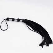 Черный кожаный флоггер со стальной ручкой - 45 см. - Crazy Handmade - купить с доставкой в Ельце