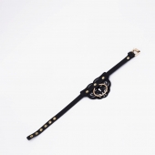 Черный фигурный кожаный ошейник с золотистой фурнитурой - Crazy Handmade - купить с доставкой в Ельце