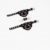 Черные наручники с золотистой фурнитурой - Crazy Handmade - купить с доставкой в Ельце