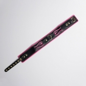 Черно-розовый ошейник с золотистой фурнитурой - Crazy Handmade - купить с доставкой в Ельце