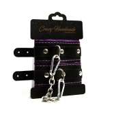 Черно-фиолетовые скругленные наручники с мягкой подкладкой - Crazy Handmade - купить с доставкой в Ельце
