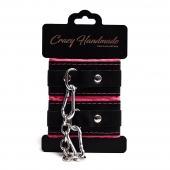 Черно-розовые скругленные наручники с мягкой подкладкой - Crazy Handmade - купить с доставкой в Ельце