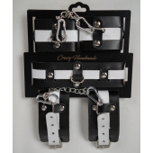 Набор фиксаторов из черной и белой натуральной кожи - Crazy Handmade - купить с доставкой в Ельце
