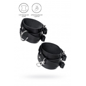 Черные кожаные оковы с двумя перекрёстными ремешками - Pecado - купить с доставкой в Ельце