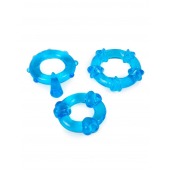 Набор из 3 синих эрекционных колец с различным рельефом - Erowoman-Eroman - в Ельце купить с доставкой
