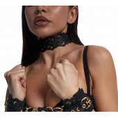 Черный ажурный чокер с золотистой фурнитурой - Crazy Handmade - купить с доставкой в Ельце