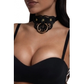 Черный чокер с клепками и золотистой фурнитурой - Crazy Handmade - купить с доставкой в Ельце