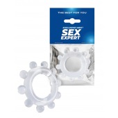 Прозрачное эрекционное кольцо со стимулирующими шариками - Sex Expert - в Ельце купить с доставкой