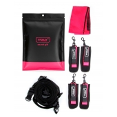 Черно-розовый эротический набор: фиксатор, оковы, наручники, повязка - Erokay - купить с доставкой в Ельце